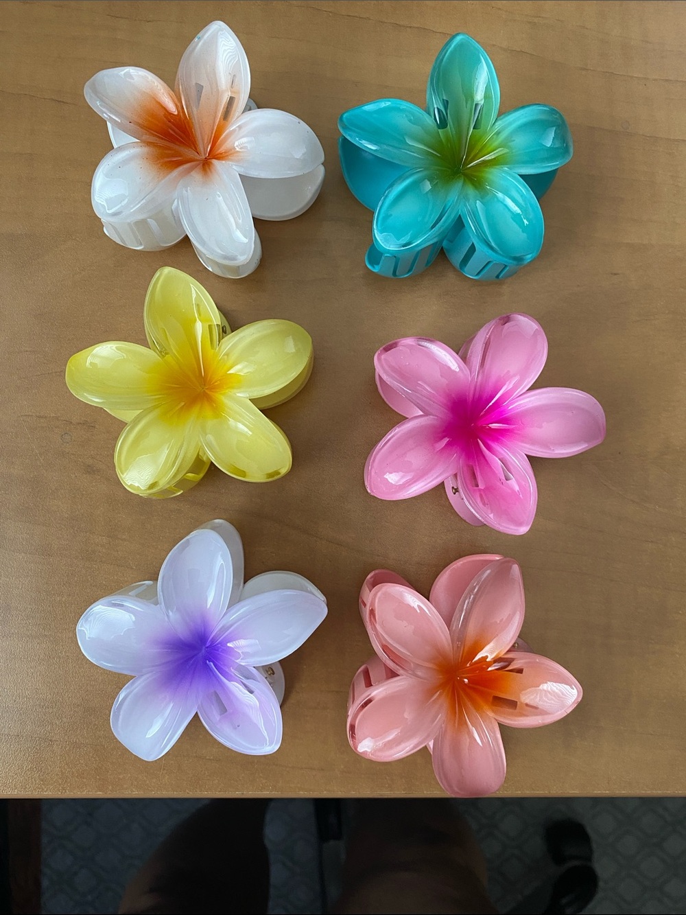 Set of 6 Floral Hair Claw Clips - Multicolor